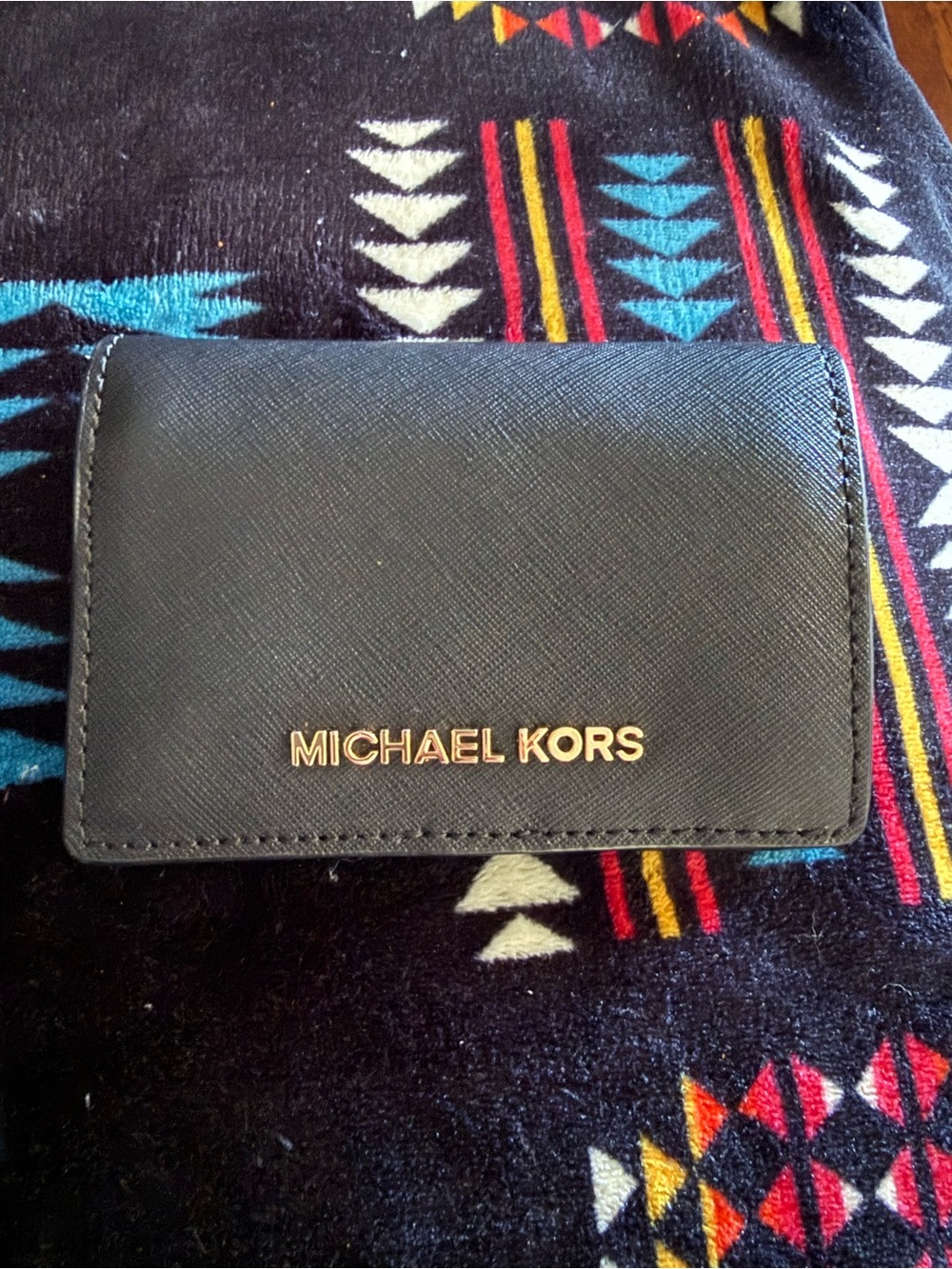 Michael Kors Black Card Holder with Gold Logo
